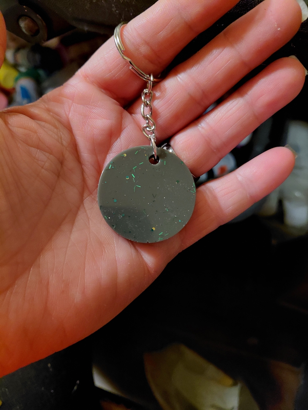 Gray Round Phone/Accessory Keychain - Gray Accent